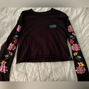 Black long sleeve vans top with flowers